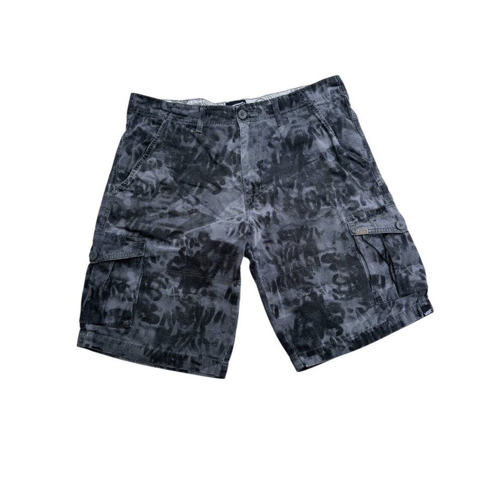 Vans Mens Black & Gray Tie-Dye Cargo Shorts Size 36 100% Cotton With Pockets